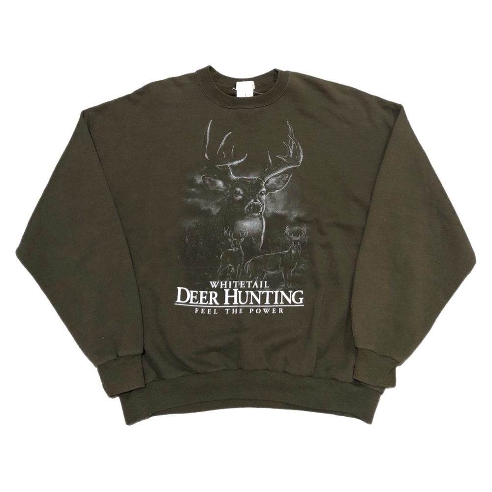 Vtg 90s Whitetail Deer Hunting Sweatshirt